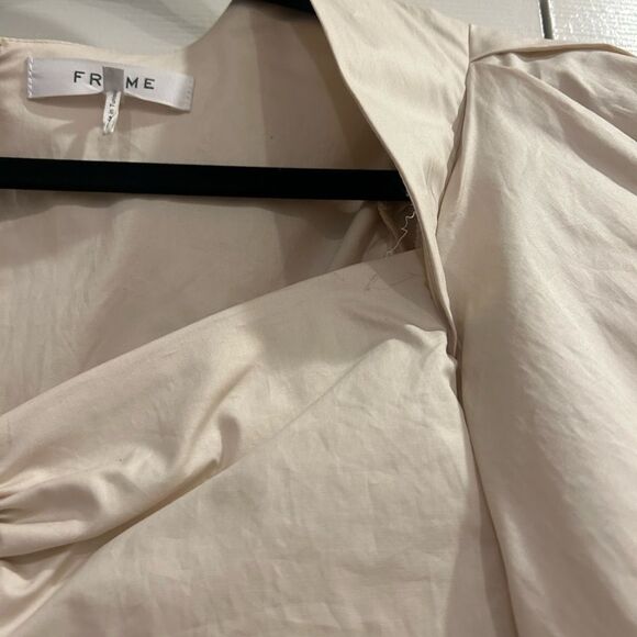 Frame Tie Neck Puff Sleeve Stretch Poplin Minidress medium - Picture 7 of 9